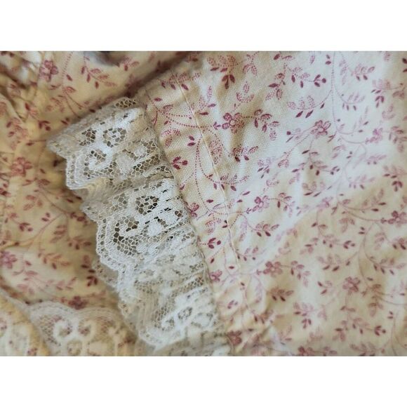 Vintage Prairie Dress Women's Small Pink Floral Print Lace Trim Long Cottage - Picture 6 of 12